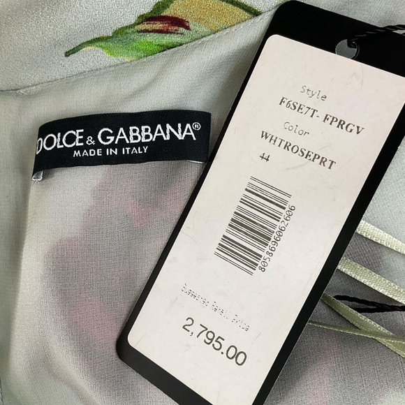 NWT Dolce & Gabbana Dress Mint Green and Red Roses - Picture 3 of 13